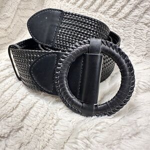 Old Navy Wide Woven Black Vegan Adjustable Belt, M/L